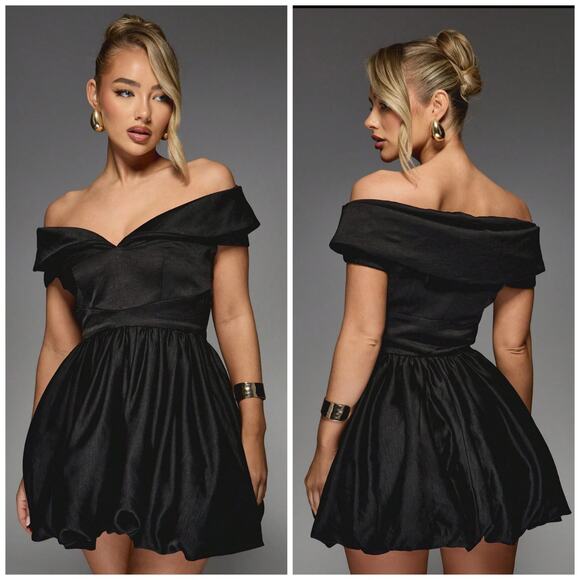 MISSGUIDED Off Shoulder Puffball Mini Dress With Empire Waist size XL(12) 0327 - Picture 1 of 12